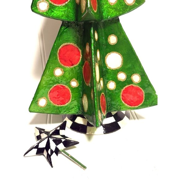 Mackenzie-Childs Jolly Dot Tree Capiz Shell Christmas Tree 19” Tall - Picture 2 of 12
